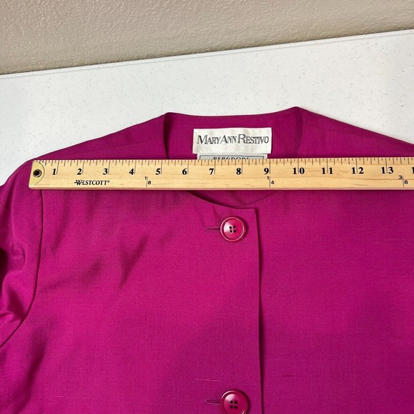Mary‎ Ann Restivo Bergdorf Goodman Coat Jacket Pink Button Front Collarless VTG - Picture 9 of 11